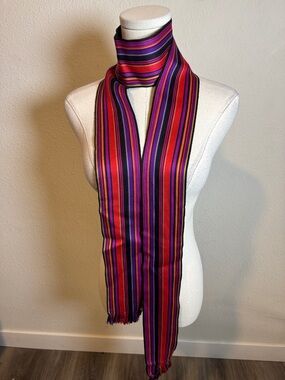 Vintage Liz Claiborne Striped Multi-Color Slim Scarf or Sash Belt